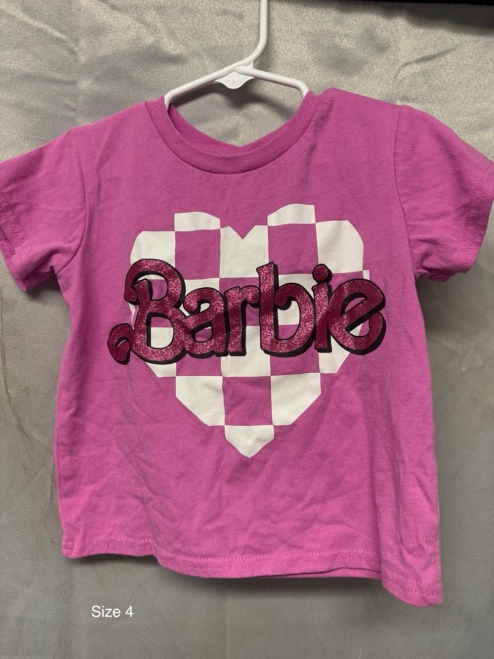 Barbie Pink Glitter Logo Heart Tee